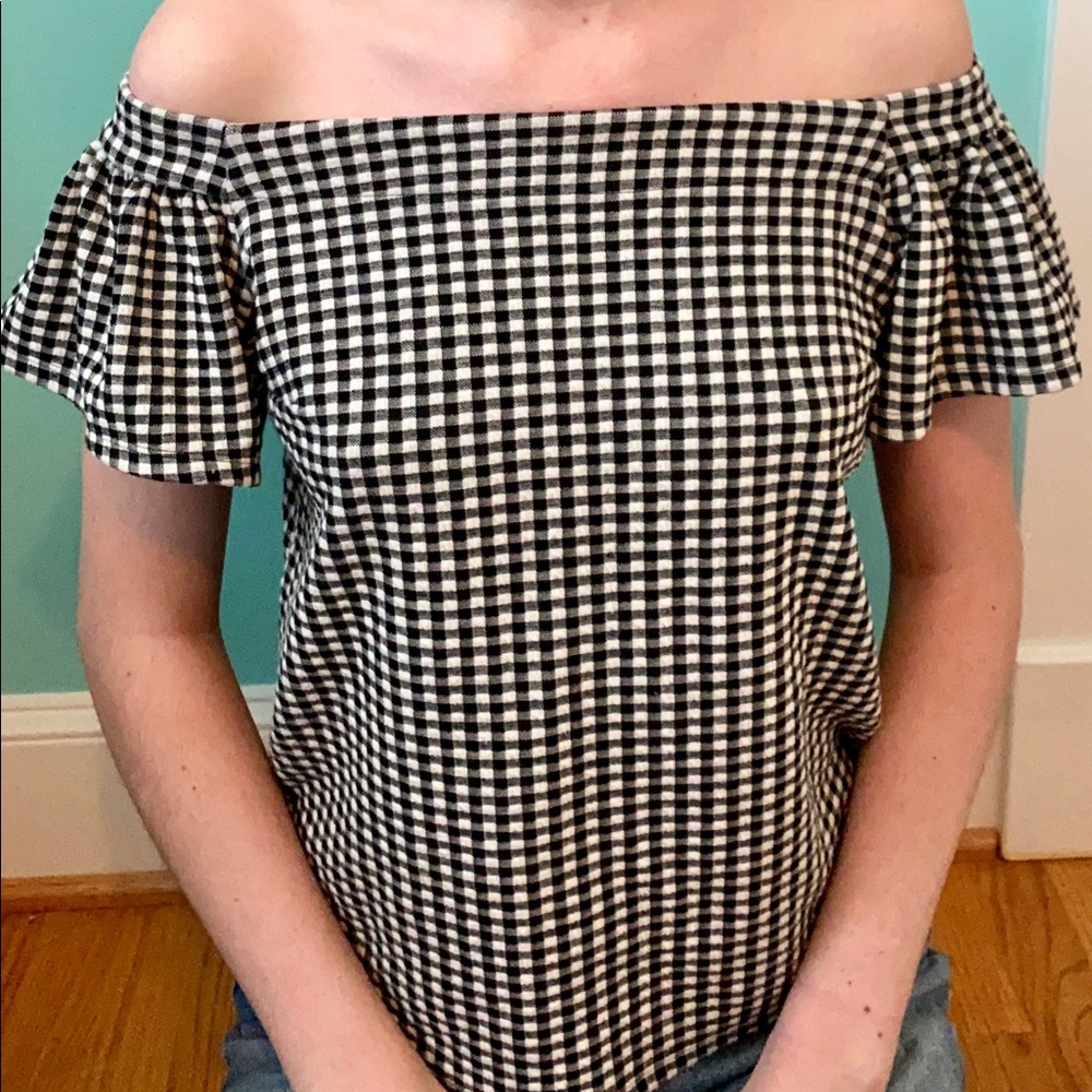 Gingham Off-Shoulder Top